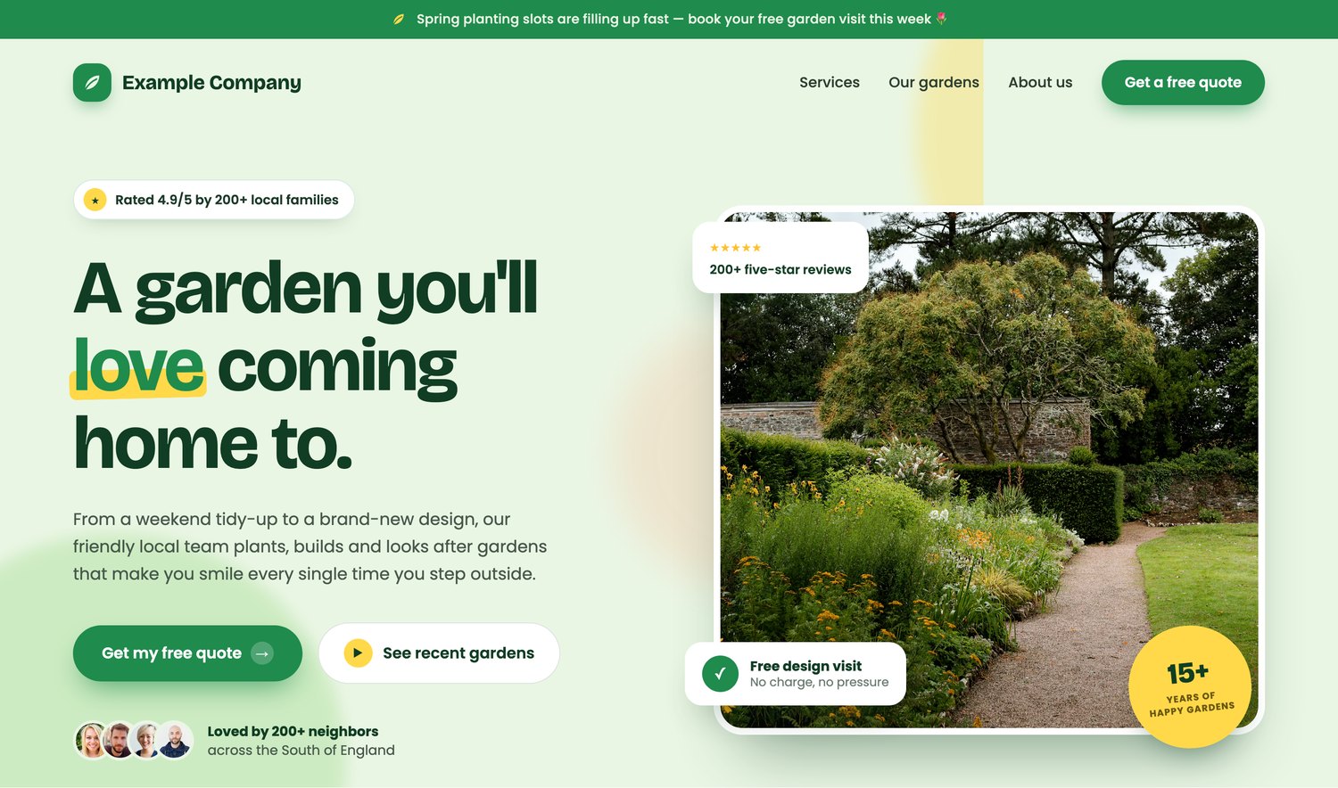 A modern website built by Memorable